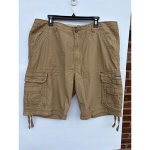Unionbay Mens Tan Khaki Cargo Shorts Multi Pocket Utility Drawstring Hem 42